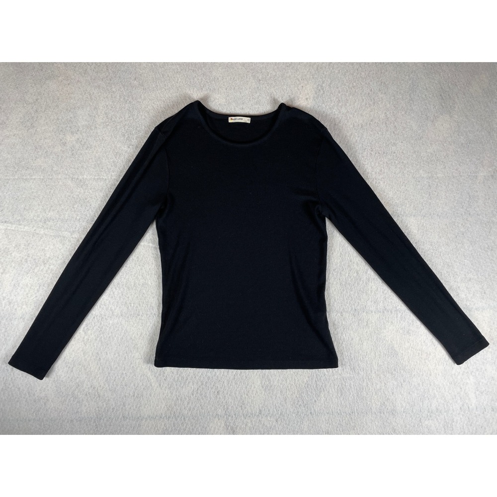 Marine Layer Womens‎ Black Ribbed Long Sleeve Tencel Modal Slim Fit Top Small